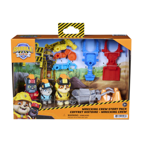 Figurine cu eroi si personaje - PATRULA CATELUSILOR RUBBLE SI ECHIPA SET DE POVESTE WRECKING CREW