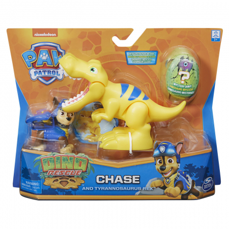 Figurine cu eroi si personaje - Patrula catelusilor set figurina catelus chase si dinozaurul t-rex