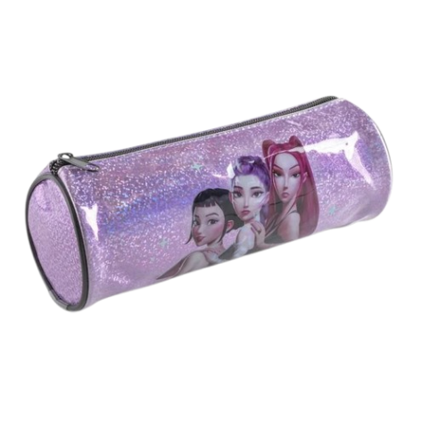 Penare - Penar cilindric K-Pop neechipat, mov holografic, Ø8x21 cm