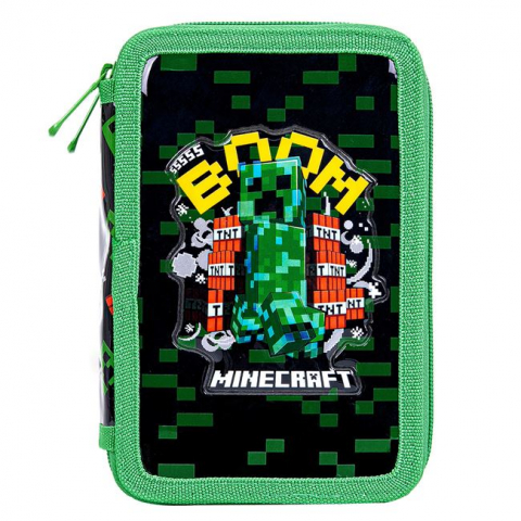 Penare - Penar echipat cu 2 compartimente,model Minecraft Explos,20x13x4 cm
