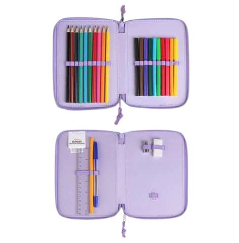 Penar echipat K-Pop, 3 compartimente, lila, 21x15x4 cm [2]