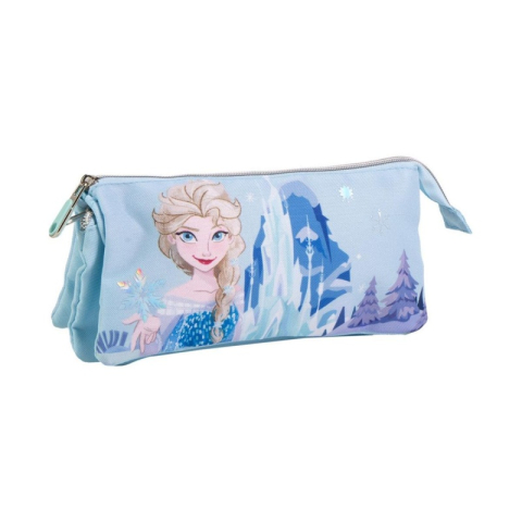 Penare - Penar neechipat Cerda Frozen, 1 fermoar, 3 compartimente, textil, 22.5x11.5x2 cm
