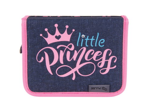 Penare - Penar neechipat cu 1 fermoar si 2 extensii Jeans Princess, 16x20x4.5 cm