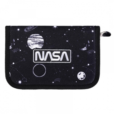 Papetarie & Birotica - Penar neechipat cu un compartiment ,model Nasa planete,negru,21x14x4 cm