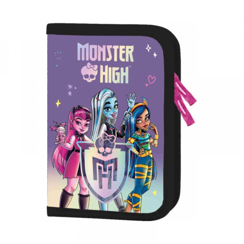 Papetarie & Birotica - Penar neechipat Monster high,1 compartiment, 2 extensii, negru cu mov,20x14x4 cm