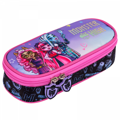 Papetarie & Birotica - Penar neechipat Monster high, 1compartiment, 1 extensie, negru cu mov,23x11x6 cm
