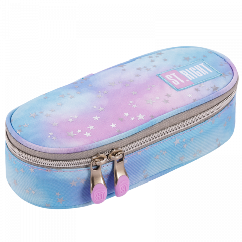 Papetarie & Birotica - Penar neechipat Pastel Stars, 1 fermoar, bleu cu roz,23x11x6 cm