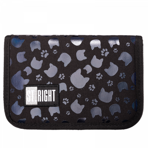 Papetarie & Birotica - Penar neechipat Piscute,1 compartiment, 2 extensii, negru cu argintiu,20x14x4 cm