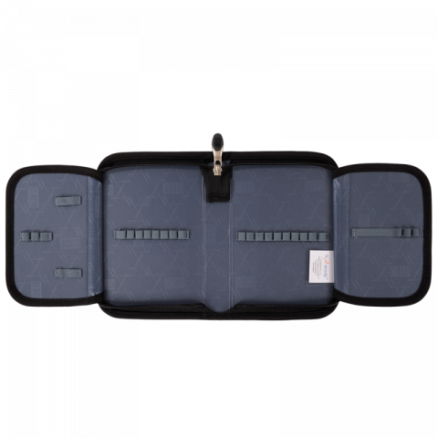 Penar neechipat Piscute,1 compartiment, 2 extensii, negru cu argintiu,20x14x4 cm [1]