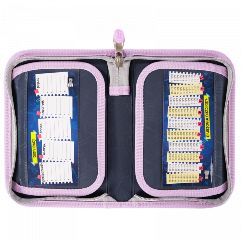 Penar neechipat Stelute,1 compartiment, 2 extensii, blue cu roz,20x14x4 cm [1]