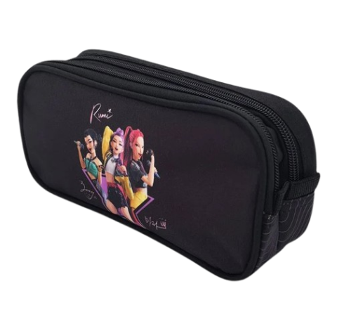 Penar oval K-Pop neechipat, 2 compartimente, negru, 23x6x10 cm [2]