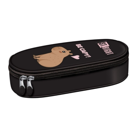 Penare - Penar oval neechipat St. Majewski Capybara 1 compartiment,negru, 24x10x6 cm
