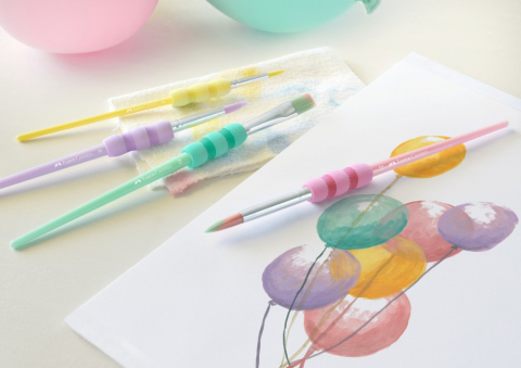 Pensule Faber-Castell Soft Touch pastel, set 4 bucăți, grip moale [1]
