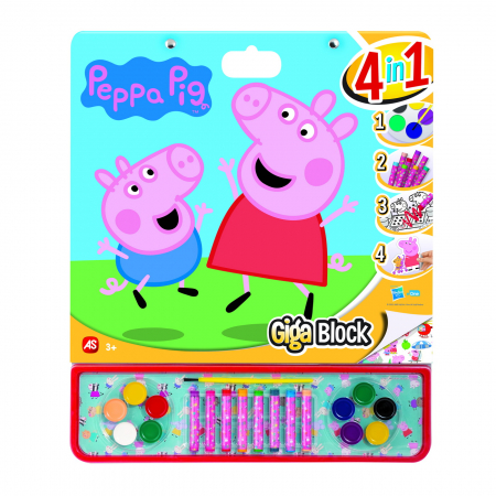 Jocuri si articole copii - Peppa pig set pentru desen giga block 4 in 1