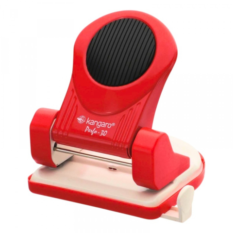 Perforator Kangaro Perfo-30, metalic, roșu, 30 coli