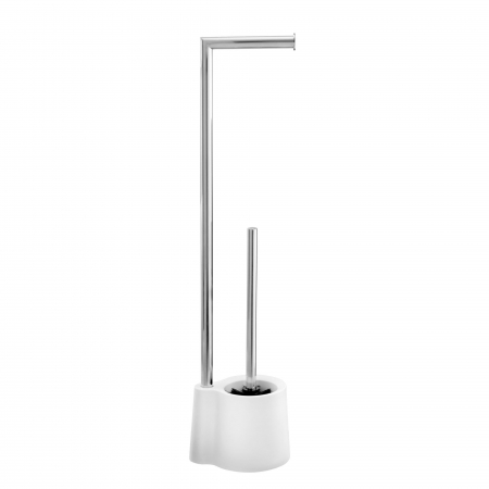 Articole Baie - Perie WC cu suport hartie igienica,din inox si polipropilena,alb,70 cm