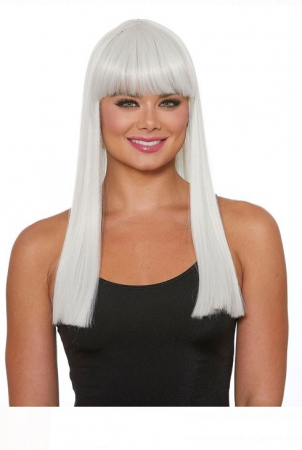 Articole Halloween - Peruca par lung si breton Blond argintiu