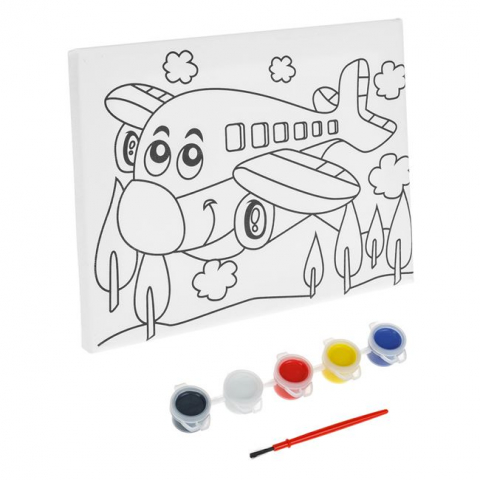 Produse art & craft-Lucru manual - Pictura pe panza (canvas) –Avionul jucaus