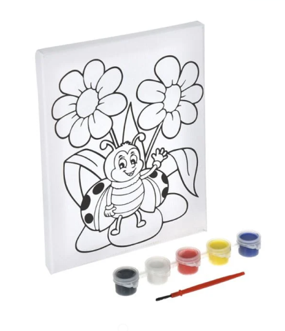 Panze Pictura - Pictura pe panza (canvas) –Buburuza, culori si pensula incluse, 15x20 cm