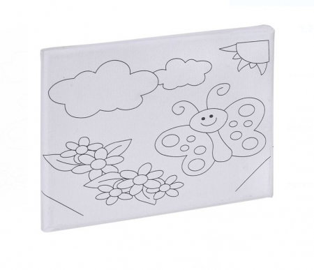 Acuarele, Tempera si Pensule - Pictura pe panza (canvas) –Fluture si flori