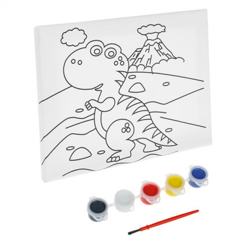 Acuarele, Tempera si Pensule - Pictura pe panza (canvas) –Micul Dinozaur