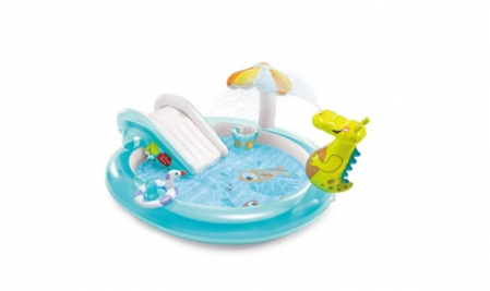 Piscine copii - Piscina cu topogan si fantana design Crocodil pentru copii