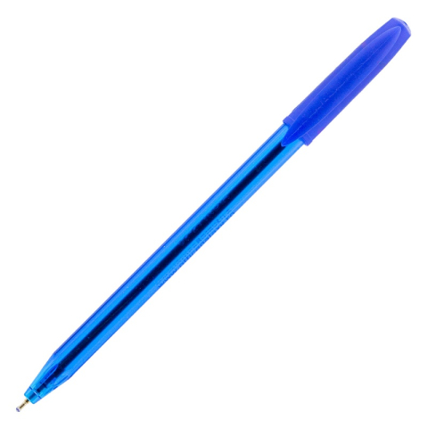 Instrumente de scris - Pix cu bilă Office Galaxy 4016T, 0.7 mm, cu mecanism, corp albastru semitransparent și scriere albastră