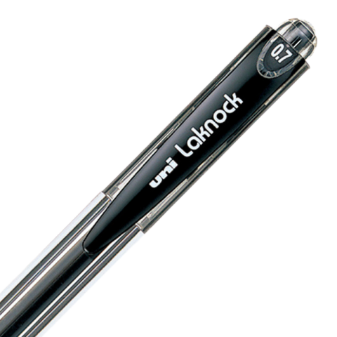 Pix cu bila Uni-ball Laknock SN-100, 0.7mm, cu mecanism, corp transparent, grip cauciucat in culoarea scrisului [1]