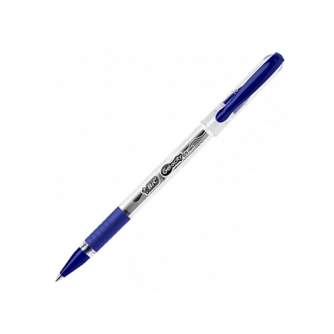 Pix cu gel Bic Gel-ocity, 0.5mm, cu capac, corp transparent, grip cauciucat in culoarea scrisului,albastru [1]