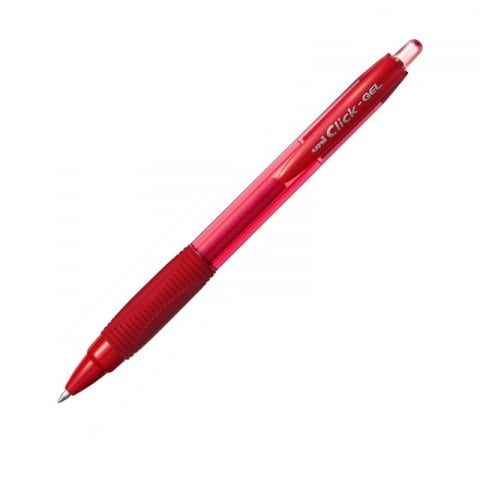 Pixuri - Pix cu gel Uni-ball Clickgel XSG-R7, 0.7mm, cu mecanism, corp semitransparent, grip cauciucat, scris rosu