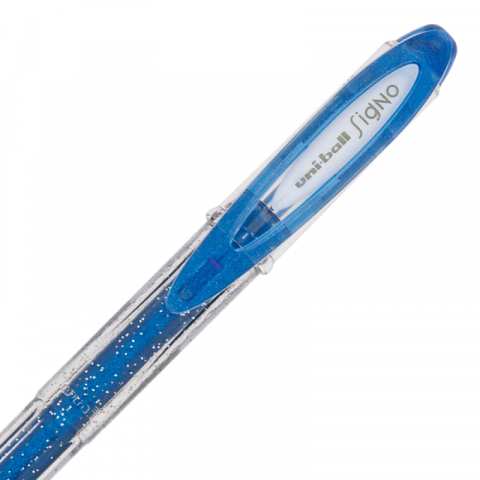 Pix cu gel Uni-ball Sparkling UM-120SP, 0.7mm,cu capac,corp transparent,scris albastru cu sclipici [1]