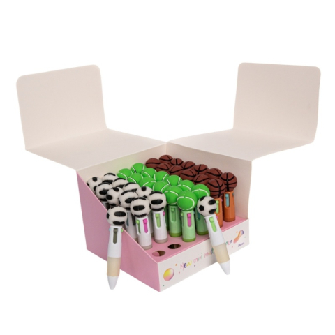 Pixuri - Pix mini 4 culori, cu mecanism retractabil – model minge (fotbal, baschet, tenis)