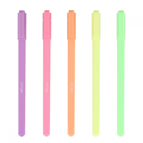 Pixuri gel Strigo Pastel, 0.8 mm, set 5 culori [1]