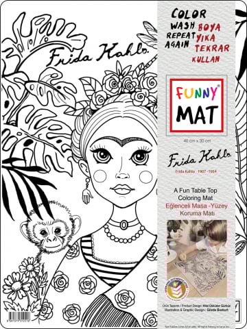 Strigo - Planșă Reutilizabilă de Colorat – Frida Kahlo – 30 x 40 cm – Inspirație Artistică pentru Tineri Creativi