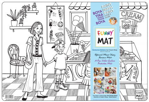 Produse art & craft-Lucru manual - Planșă reutilizabilă Funny Mat, model Magazinul de înghețată, 48×33.5 cm