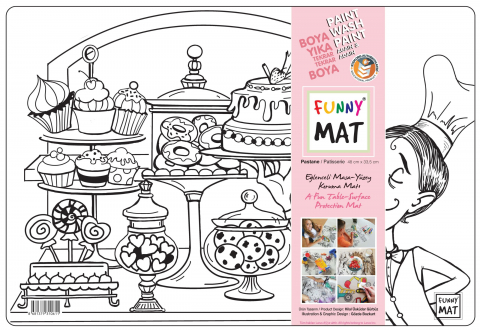 Produse art & craft-Lucru manual - Planșă reutilizabilă de colorat Funny Mat, model Patiserie ,48x33.5 cm