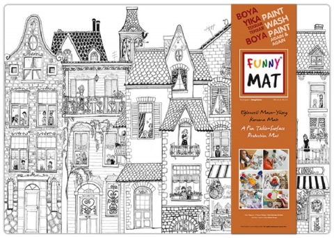 Produse art & craft-Lucru manual - Planșă reutilizabilă de colorat Funny Mat, model Vecini ,68x48 cm