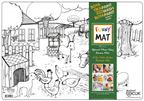 Produse art & craft-Lucru manual - Plansa reutilizabila Funny Mat pentru colorat model Viata la ferma, 48x33.5 cm