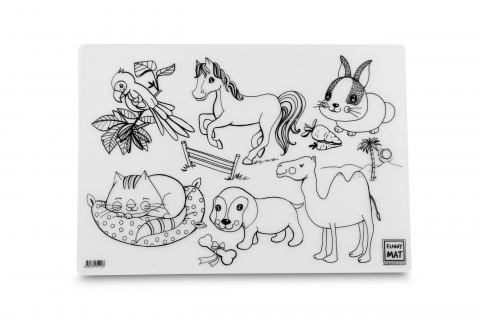 Plansa reutilizabila cu desene de colorat, model Animale Domestice si Salbatice,48x33.5 cm [2]