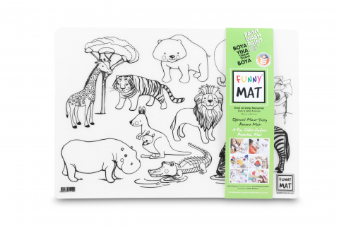Plansa reutilizabila cu desene de colorat, model Animale Domestice si Salbatice,48x33.5 cm [1]