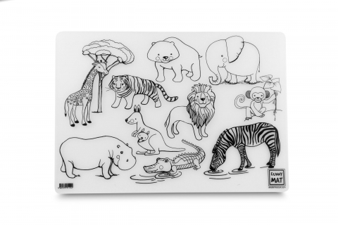 Plansa reutilizabila cu desene de colorat, model Animale Domestice si Salbatice,48x33.5 cm [3]