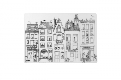 Plansa reutilizabila cu desene de colorat, model Barza pe acoperis,48x33.5 cm [1]