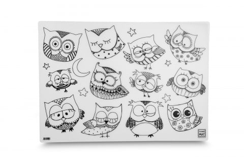 Plansa reutilizabila cu desene de colorat, model Bufnite,68x48 cm [4]