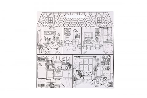 Plansa reutilizabila cu desene de colorat, model Casuta,40x40 cm [2]