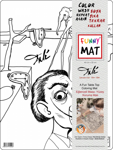 Plansa reutilizabila cu desene de colorat, model Dali,30x40 cm [3]