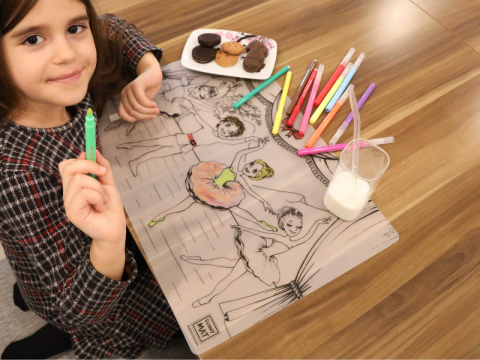 Plansa reutilizabila cu desene de colorat, model Dansatori,30x40 cm [2]