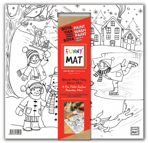 Produse art & craft-Lucru manual - Plansa reutilizabila cu desene de colorat, model O zi la zapada,40x40 cm