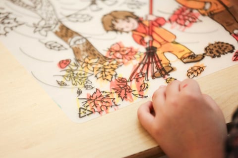 Plansa reutilizabila cu desene de colorat, model Toamna,48x33.5 cm [3]
