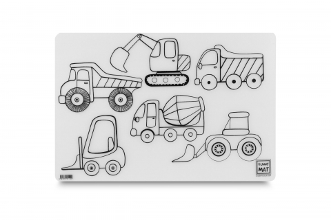 Produse art & craft-Lucru manual - Plansa reutilizabila de colorat,model Vehicule si Utilaje de constructii,48x33.5 cm