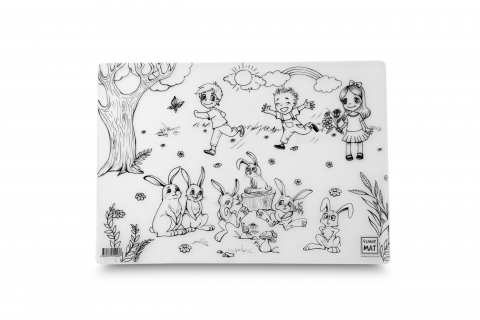 Produse art & craft-Lucru manual - Plansa reutilizabila Funny Mat pentru colorat model Iepurasi, 48x33.5 cm